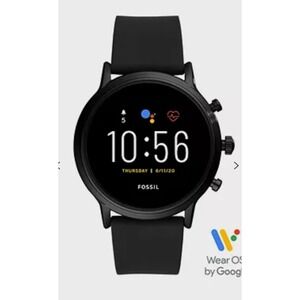 Fossil The Carlyle HR Gen 5 44mm Stainless Steel Case Men's Silicone Strap Smart